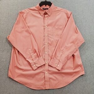 Roundtree Yorke Travel Smart Shirt 2XB Pink Gingham Button Down Pocket‎ Cotton